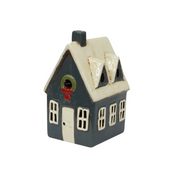 Alsace Tea Light Cottage Navy with Wreath