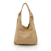 Leather Handle Tote Bag Natural