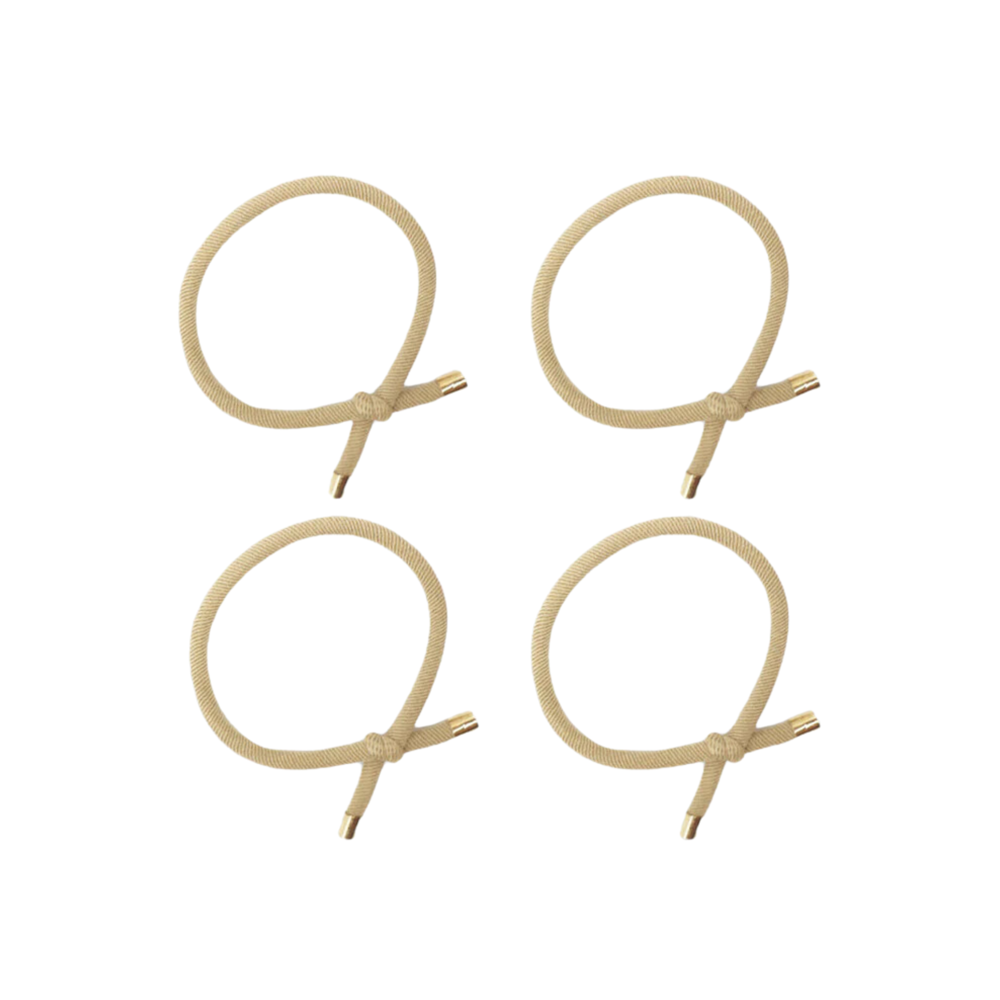 Gold Tip Hair Ties Set Beige