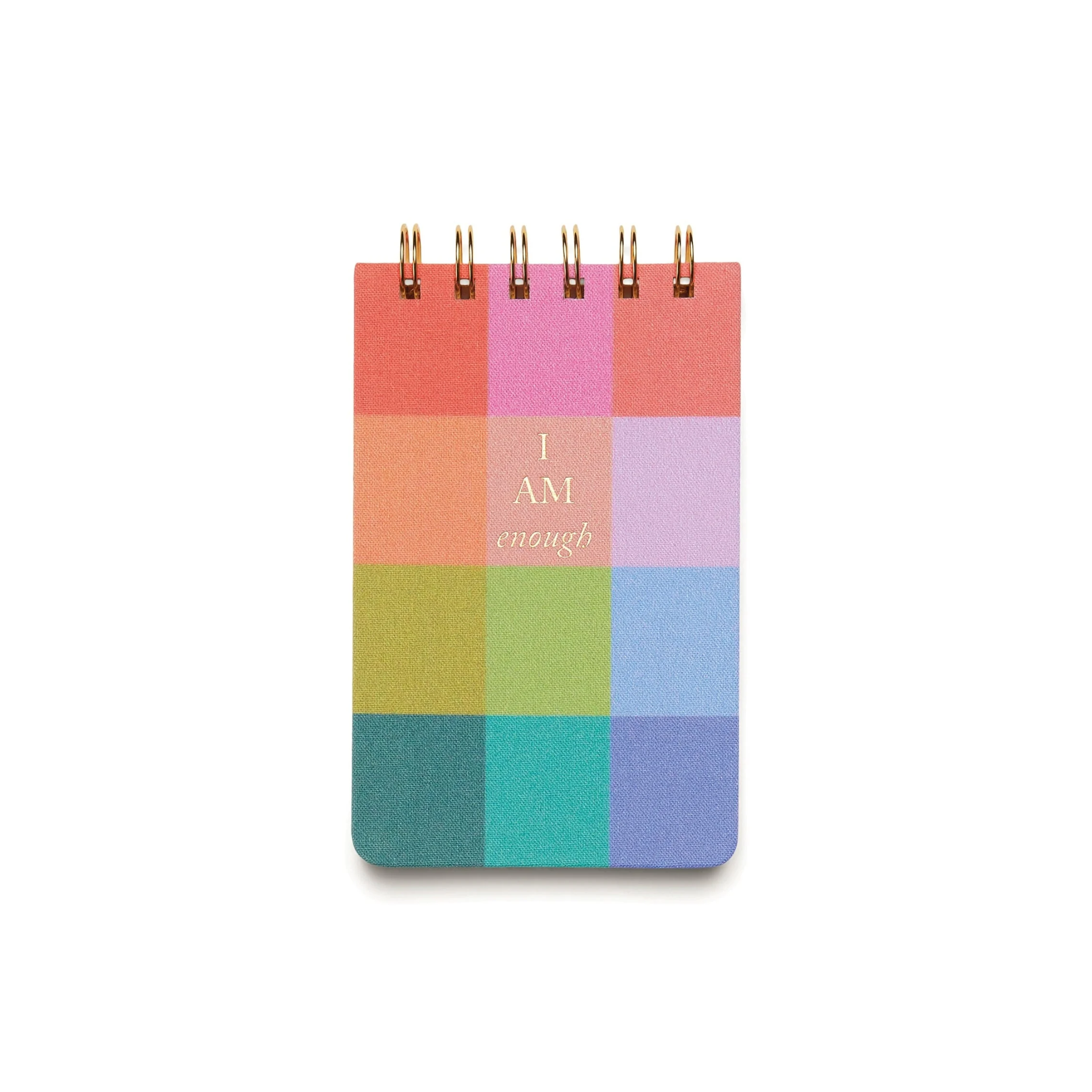 Cloth Covered Twin Wire Notepad Rainbow Check