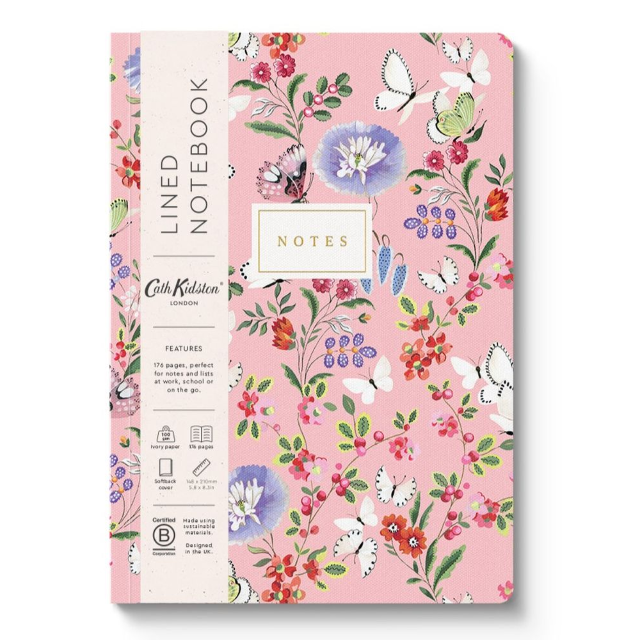 A5 Textured Soft Cover Notebook Pink Butterfly