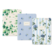Medium Notebook Set Blue Stripe Floral