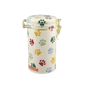 Clip Lid Cylinder Tin Polka Paws