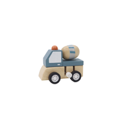 Wooden Wind Up Construction Vehicle Cement Mixer Truck Blue