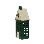 Christmas Tea Light House Green with Wreath Large