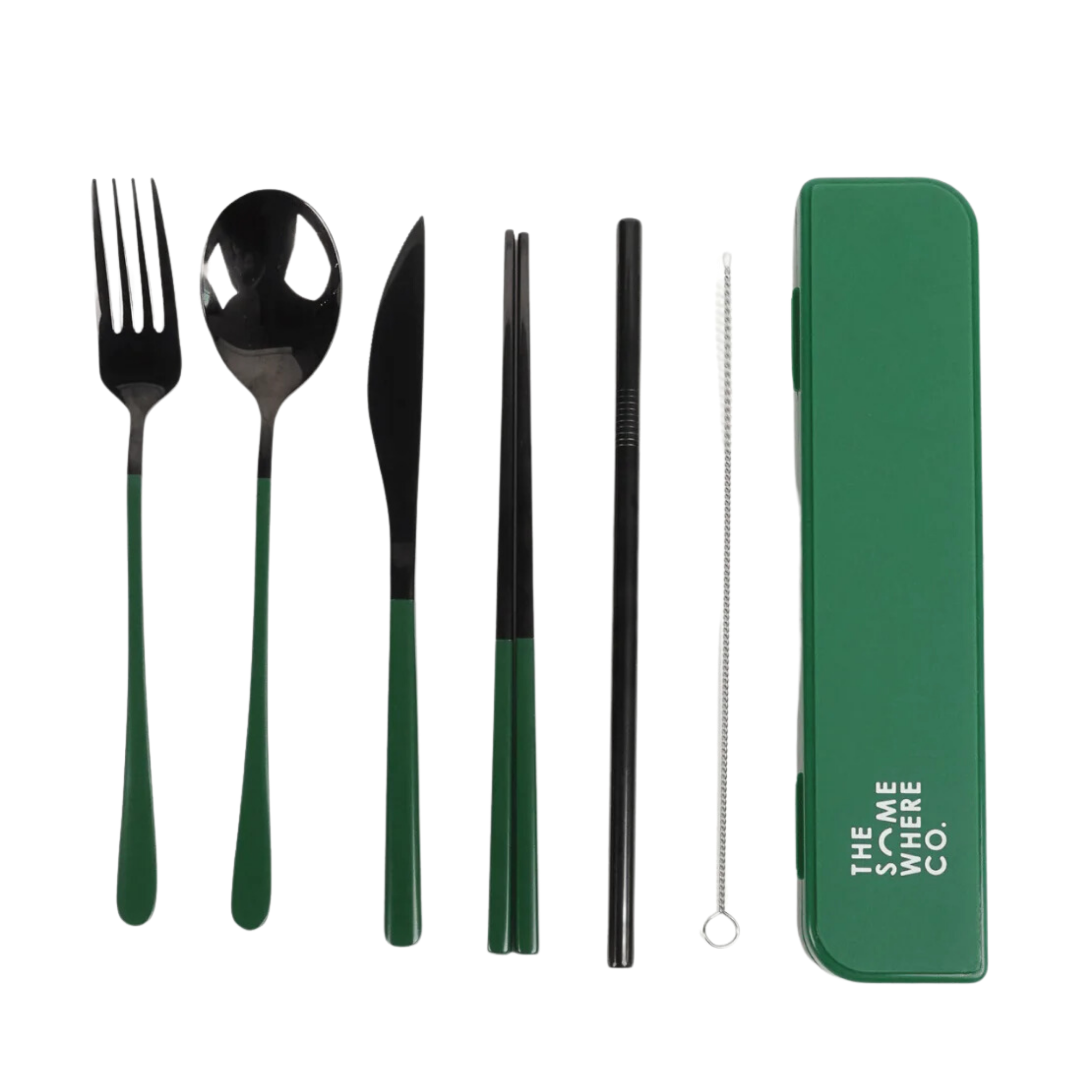 Take Me Away Cutlery Kit Black with Forest Green Handle