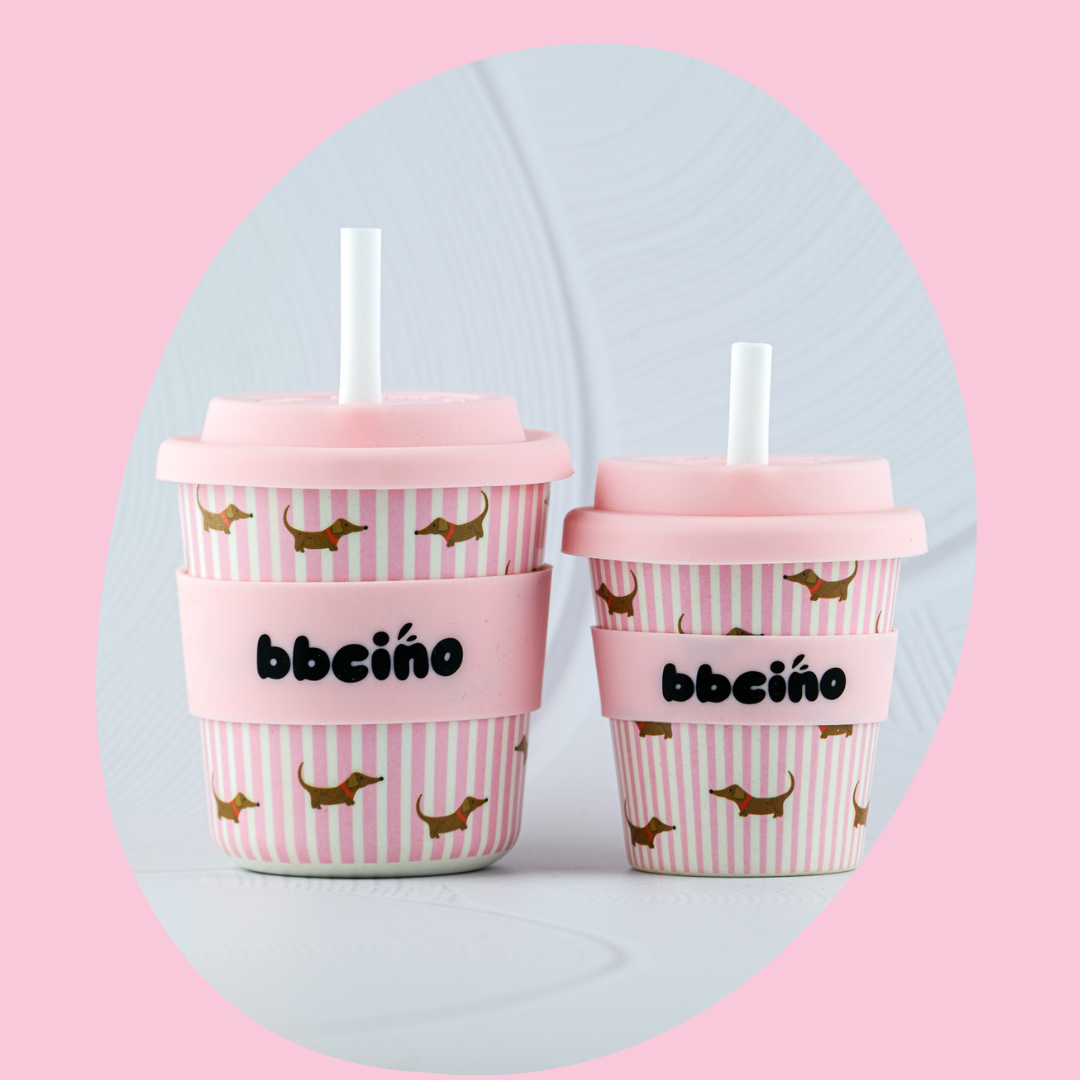 Reusable BambinoCino Bamboo Cup Dash in Pink 240ml