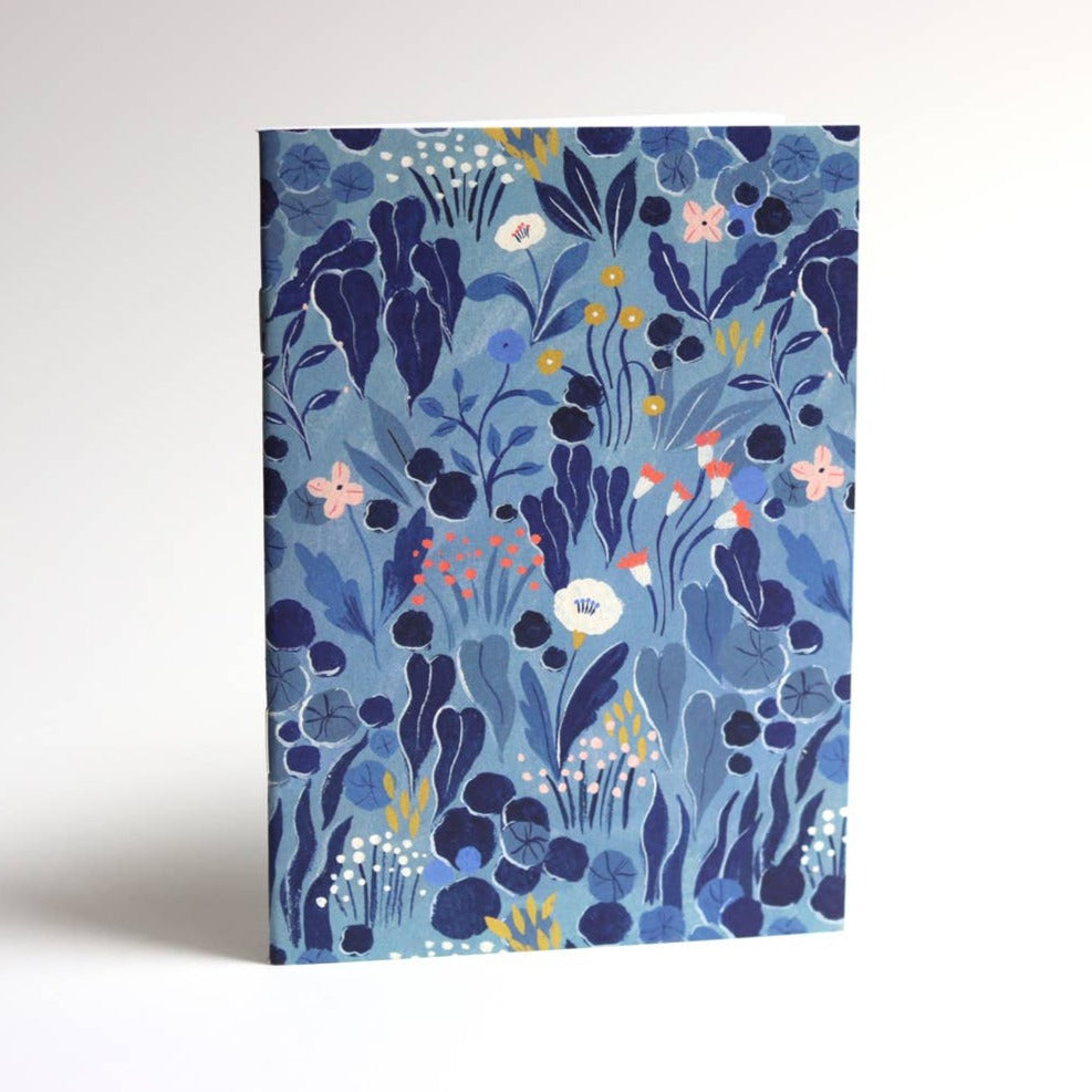 Blue Grey Floral Pocket Notebook