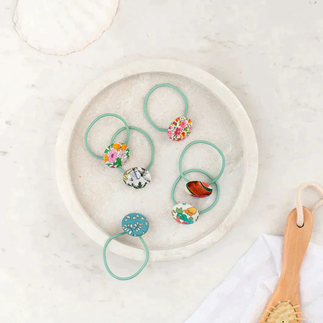 Liberty Print Button Bobble Set Aqua One