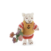 Felt Sheep Girl Watering Can Figurine Small