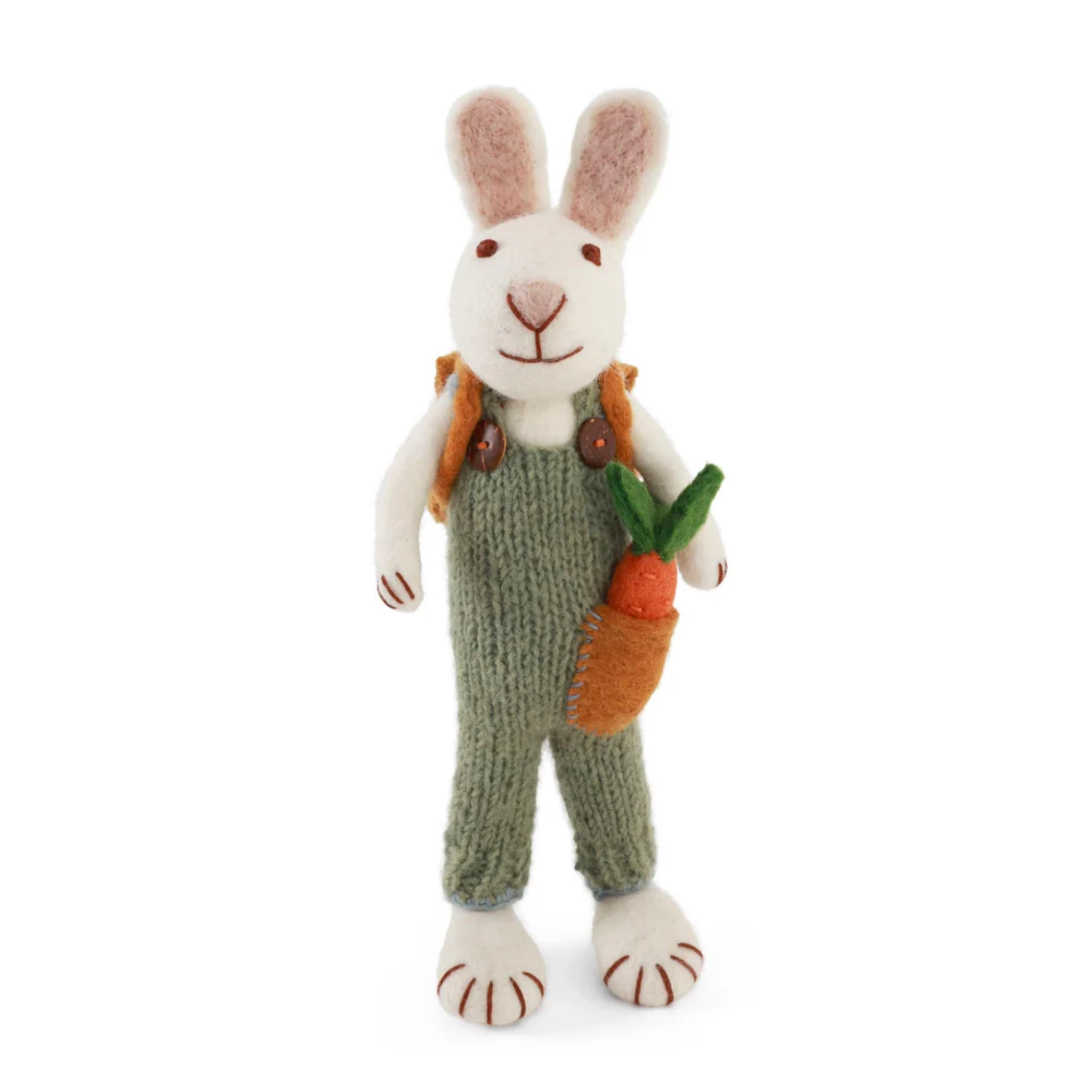 Felt Bunny Boy Carrot & Backpack Figurine Medium