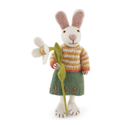 Felt Bunny Girl Skirt & Snowdrop Figurine Medium