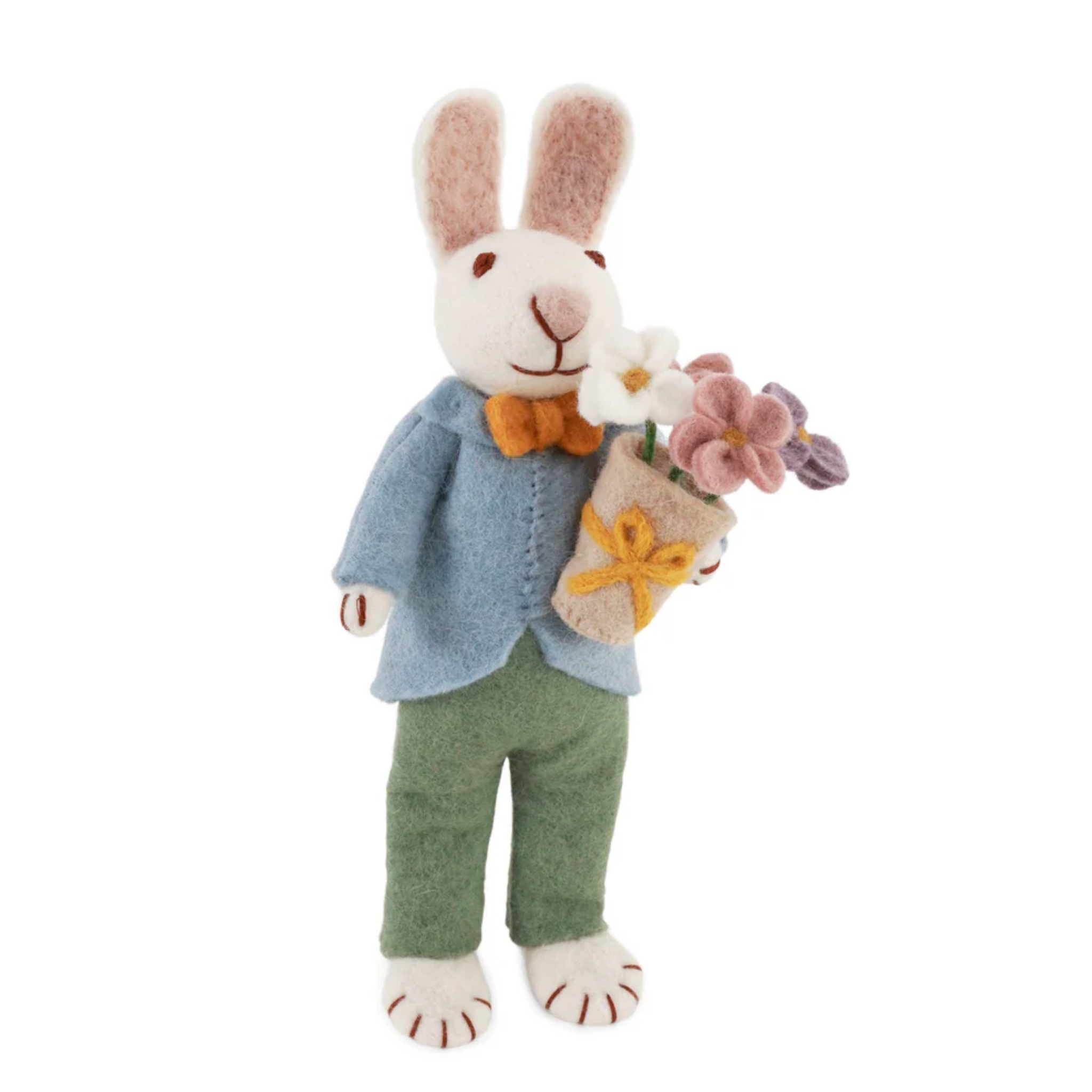 Felt Bunny Boy Bouquet Figurine Medium