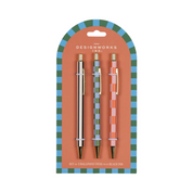 A Dopo Set Of 3 Pens Stripes & Checks
