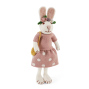 Felt Bunny Girl Flower Hair Band Figurine Medium