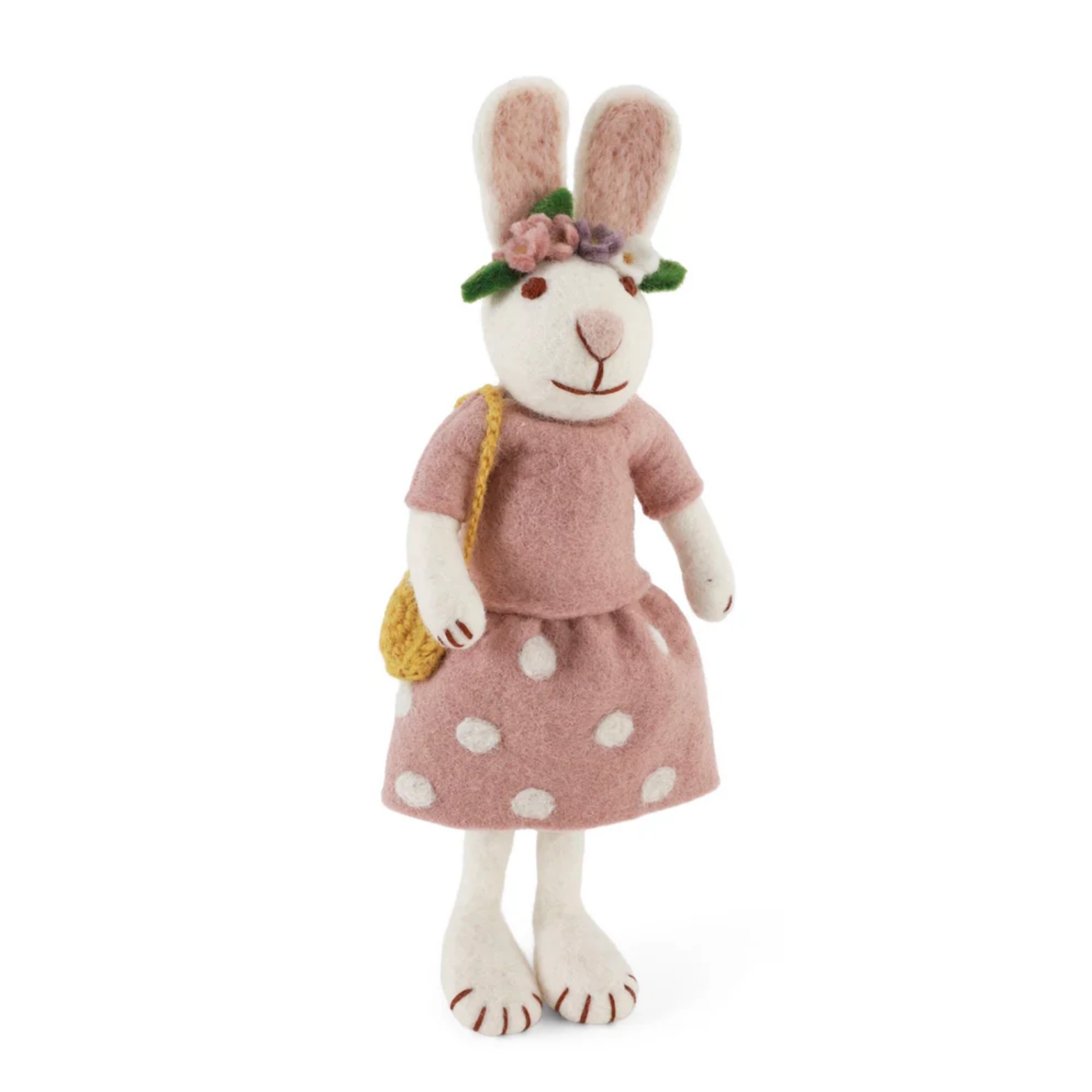 Felt Bunny Girl Flower Hair Band Figurine Medium