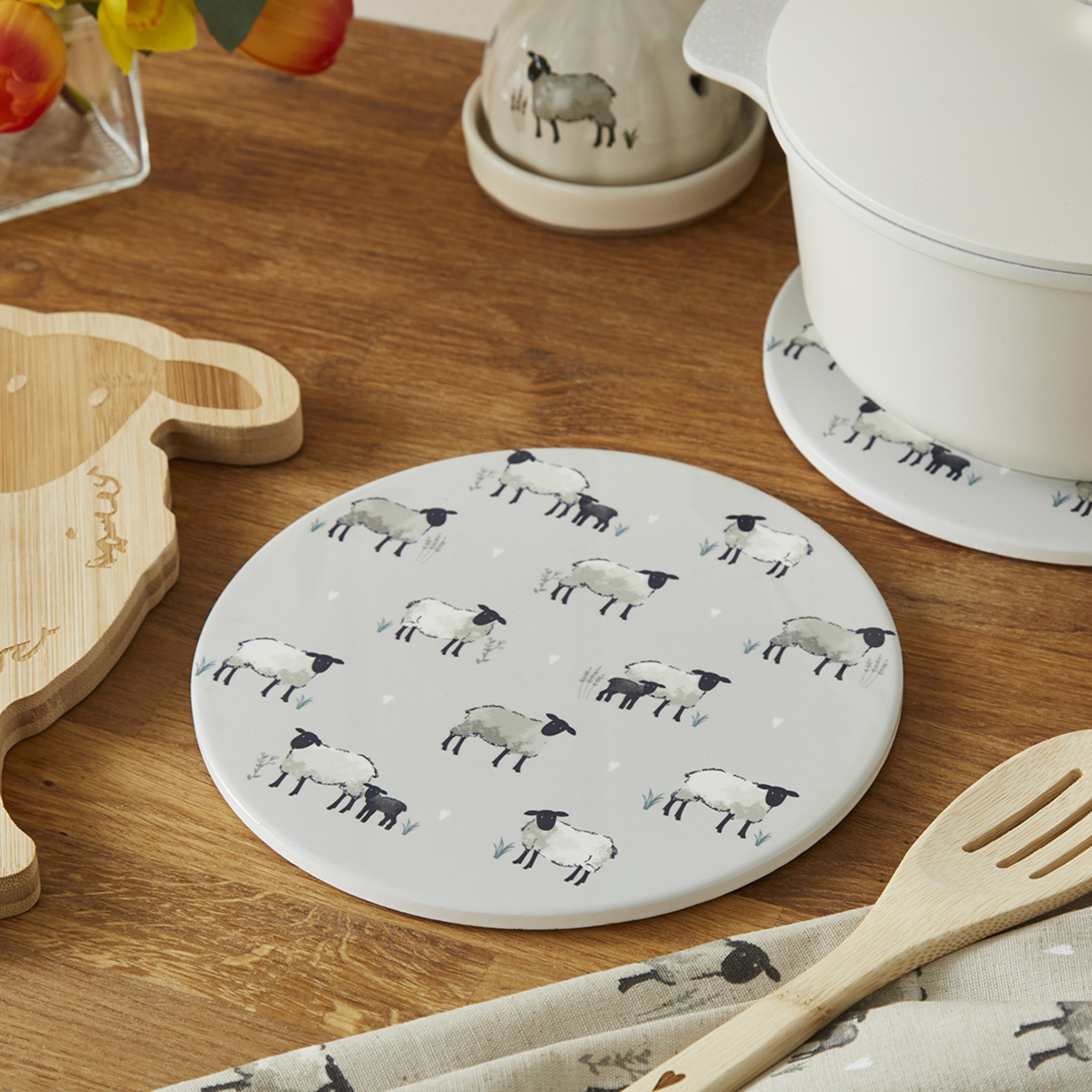 Set Of 2 Trivets Highland Sheep