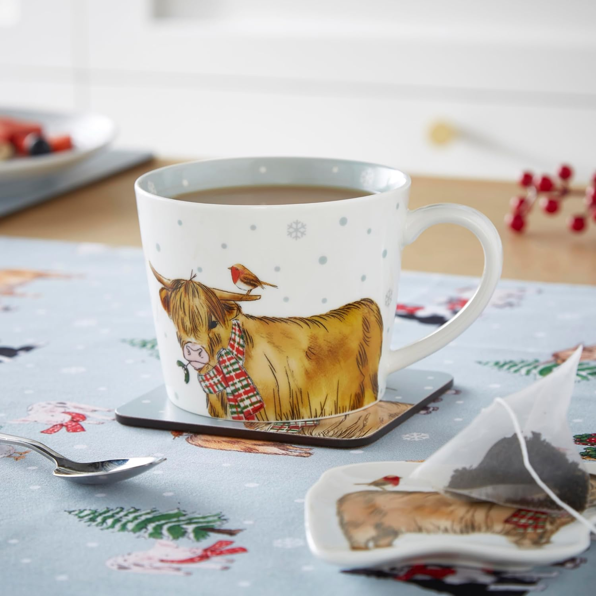 Set Of 4 Coasters Christmas On The Farm