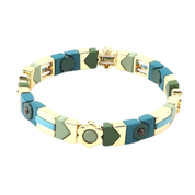 Teal Flower Candy Tile Bracelet