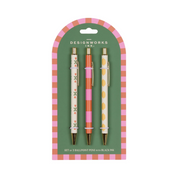 A Dopo Set Of 3 Pens Flower, Stripe & Lemon