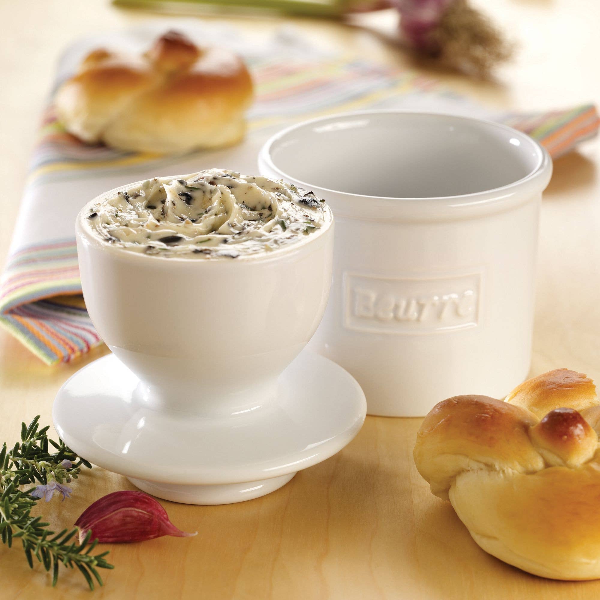 The Original Butter Bell® Crock Cafe White