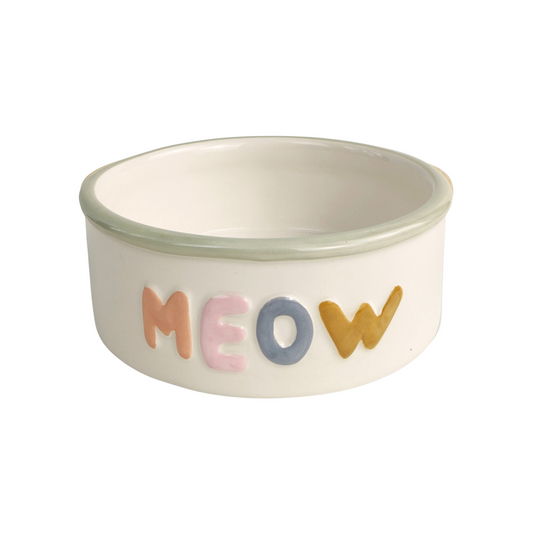 Perfect Pets Meow Cat Bowl White