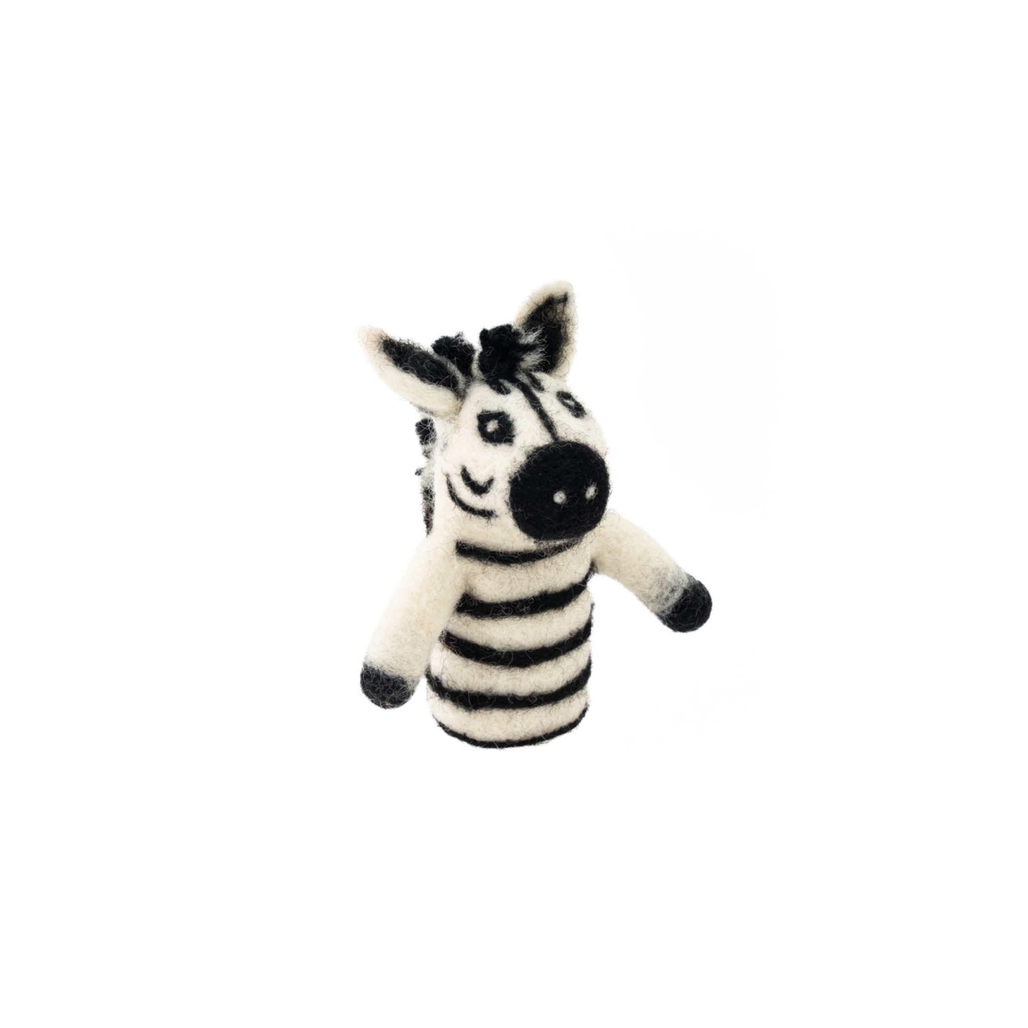 Felted Finger Puppet Zebra