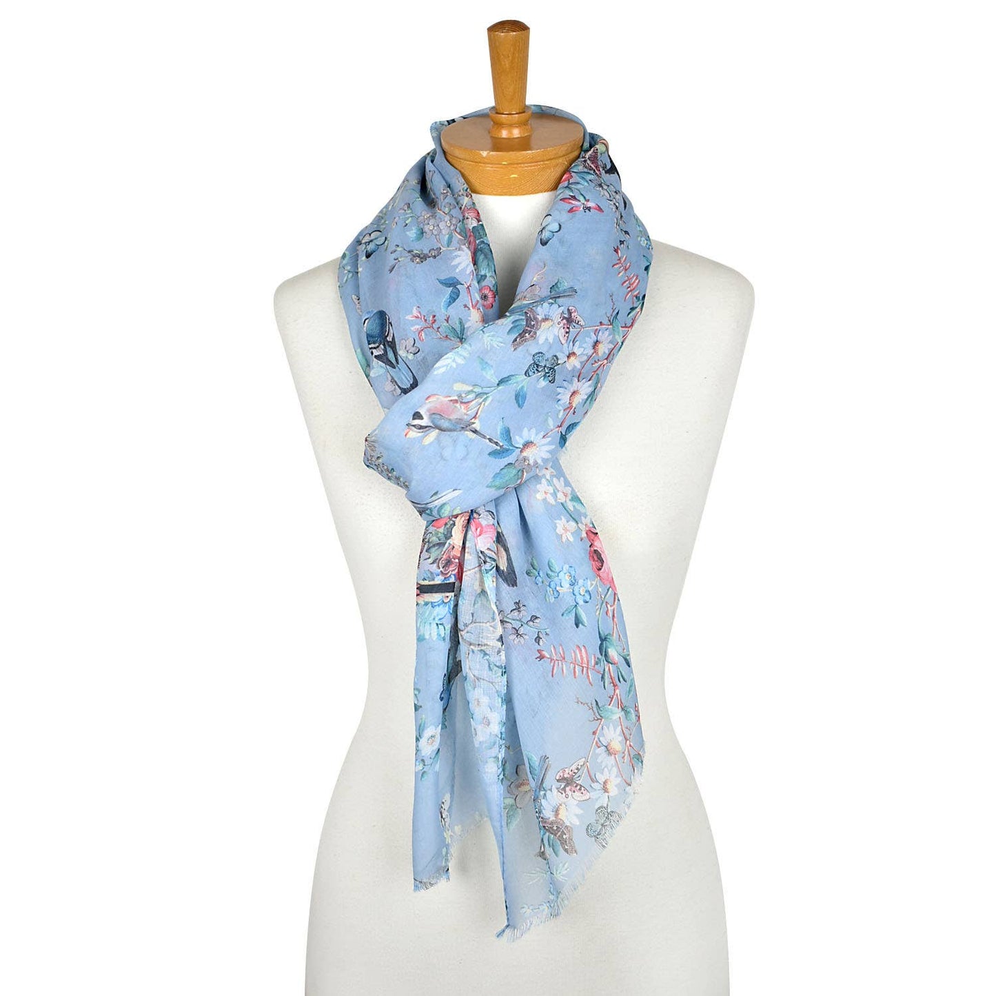 French Blue Bird Garden Scarf