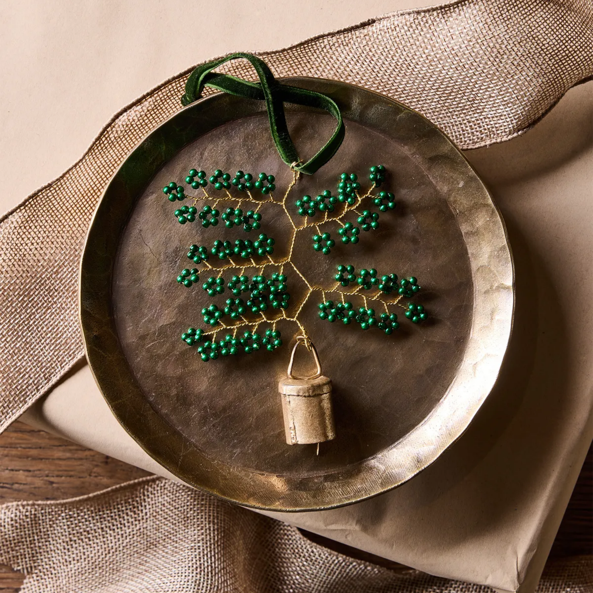 Hanging Beaded Bell Green