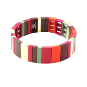 Earth and Gold Wide Tile Bracelet
