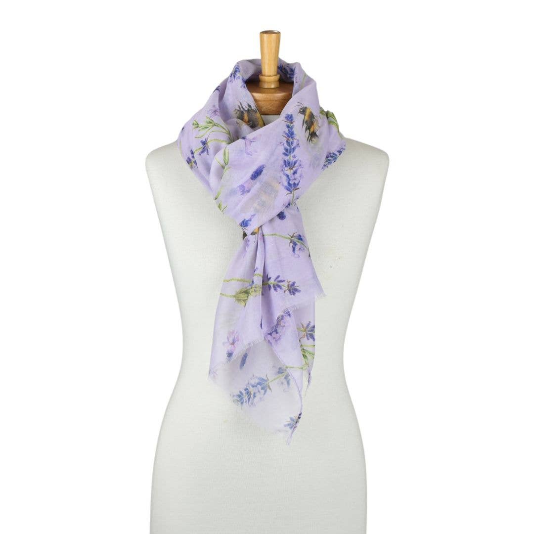 Purple Lavender Bees Garden Scarf