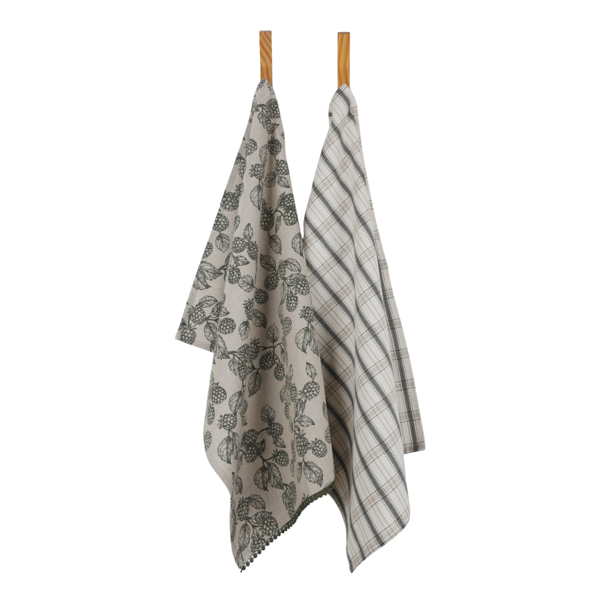 Berry & Bug Tea Towel Set Of 2 Olive
