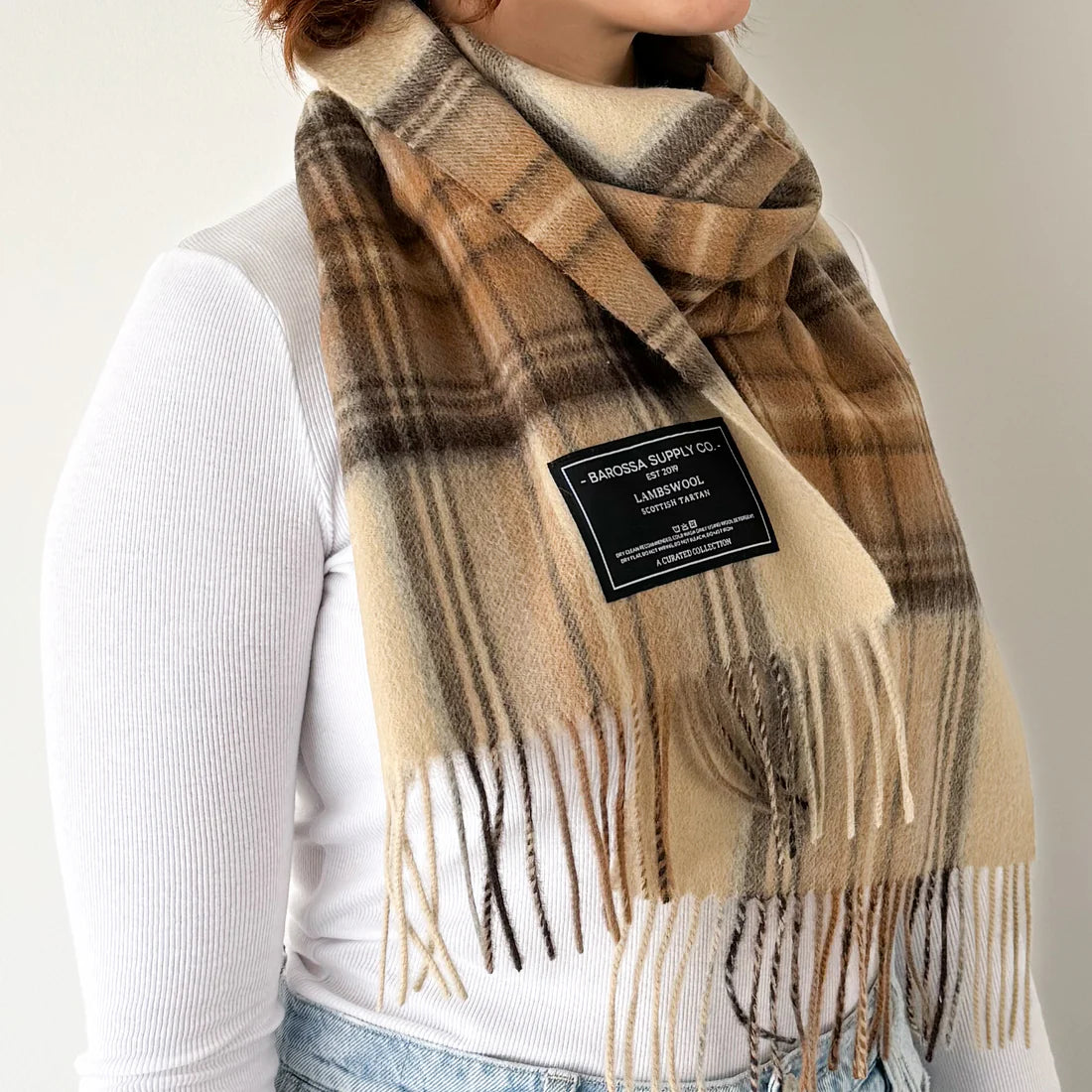 Stewart Natural Dress Scottish Tartan Lambswool Scarf