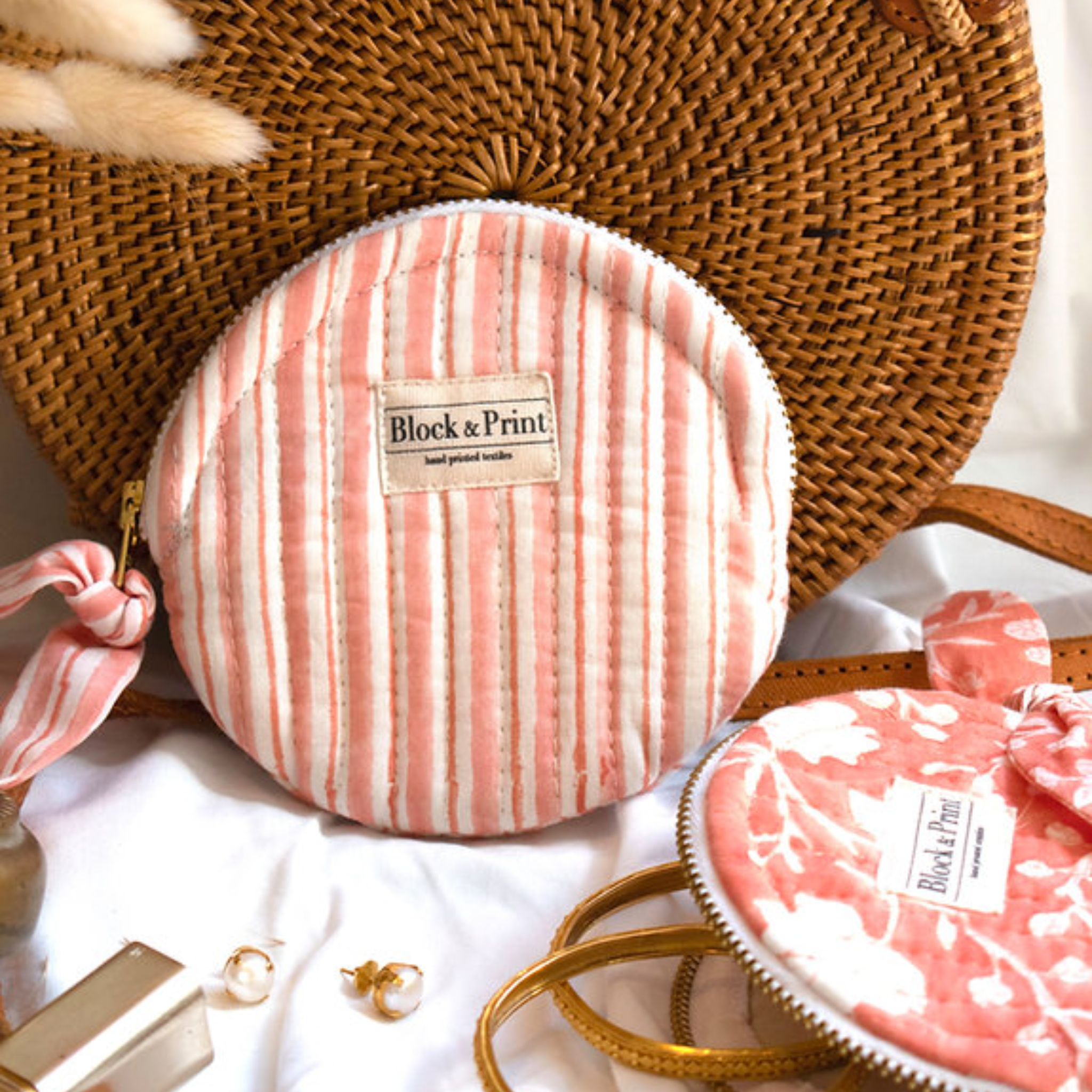 Mini Coin Pouch Pink Stripe