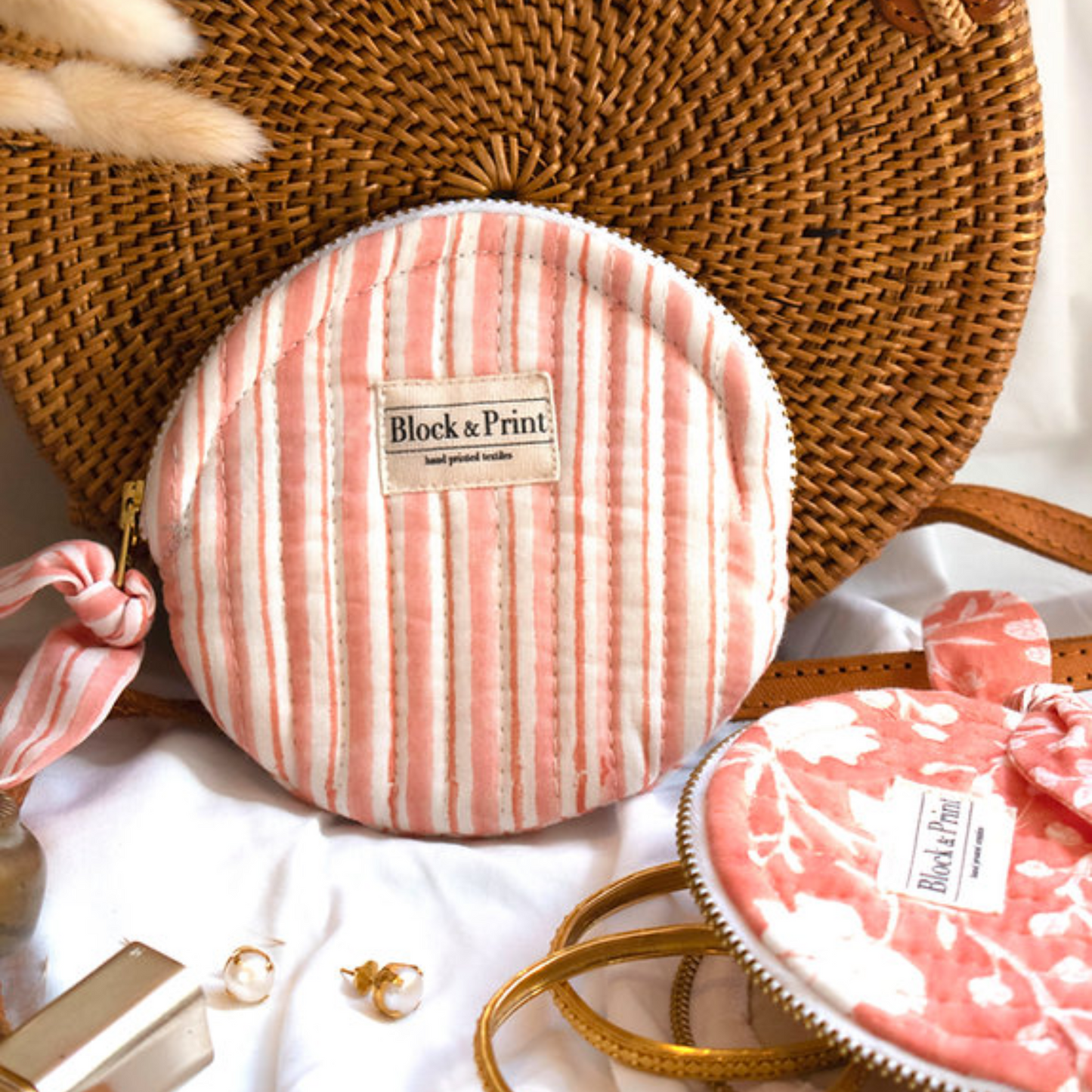 Mini Coin Pouch Pink Stripe