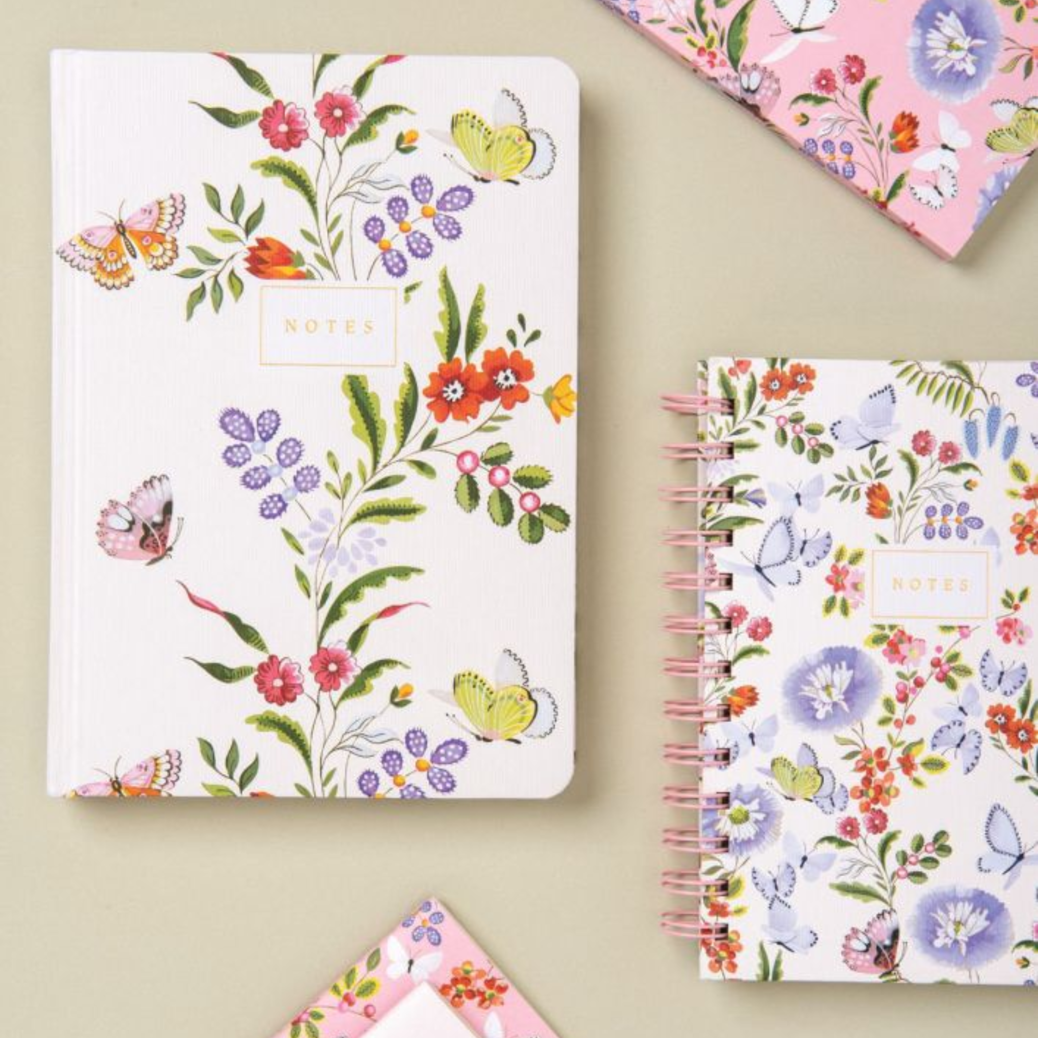 B6 Spiral Bound Notebook Cream Butterfly