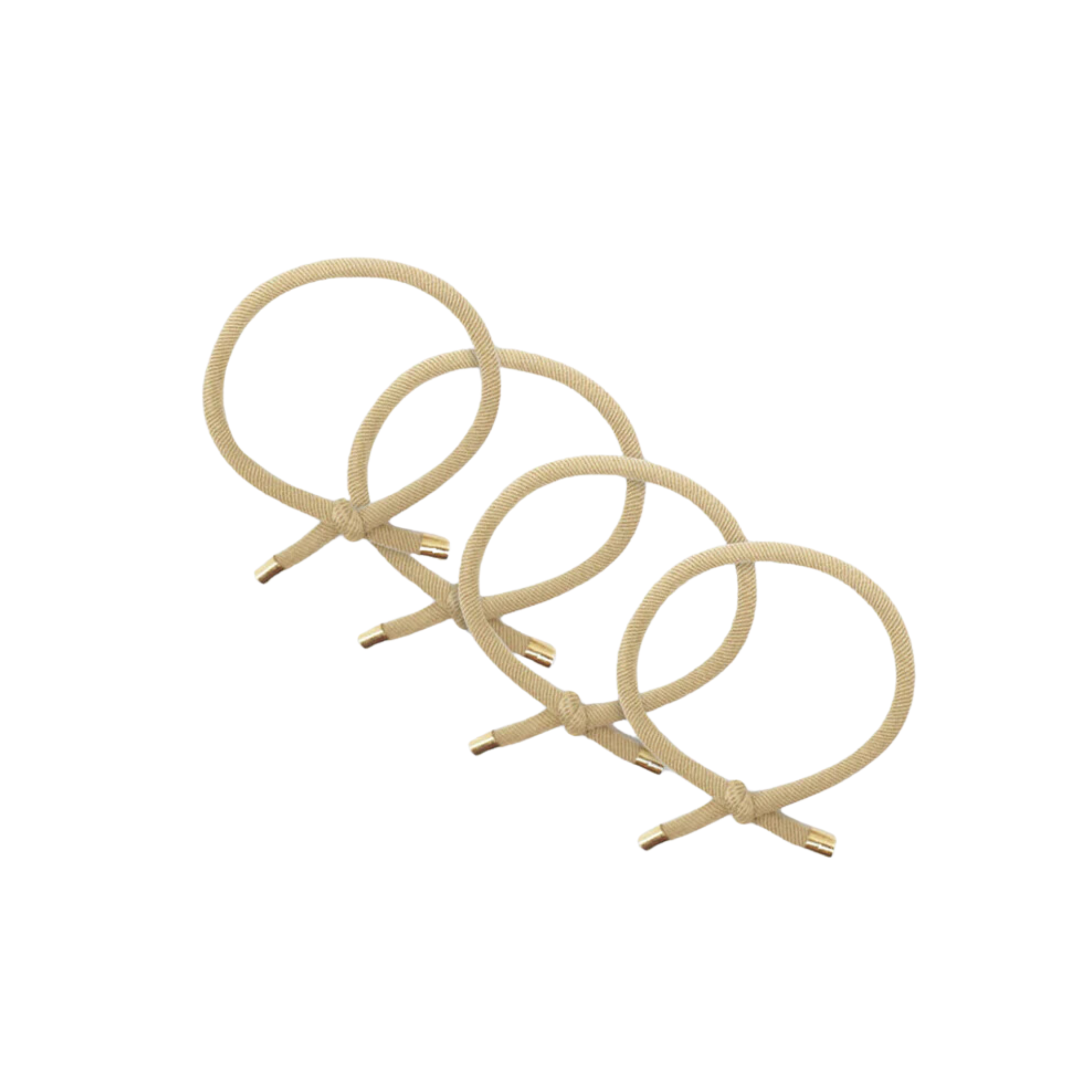 Gold Tip Hair Ties Set Beige