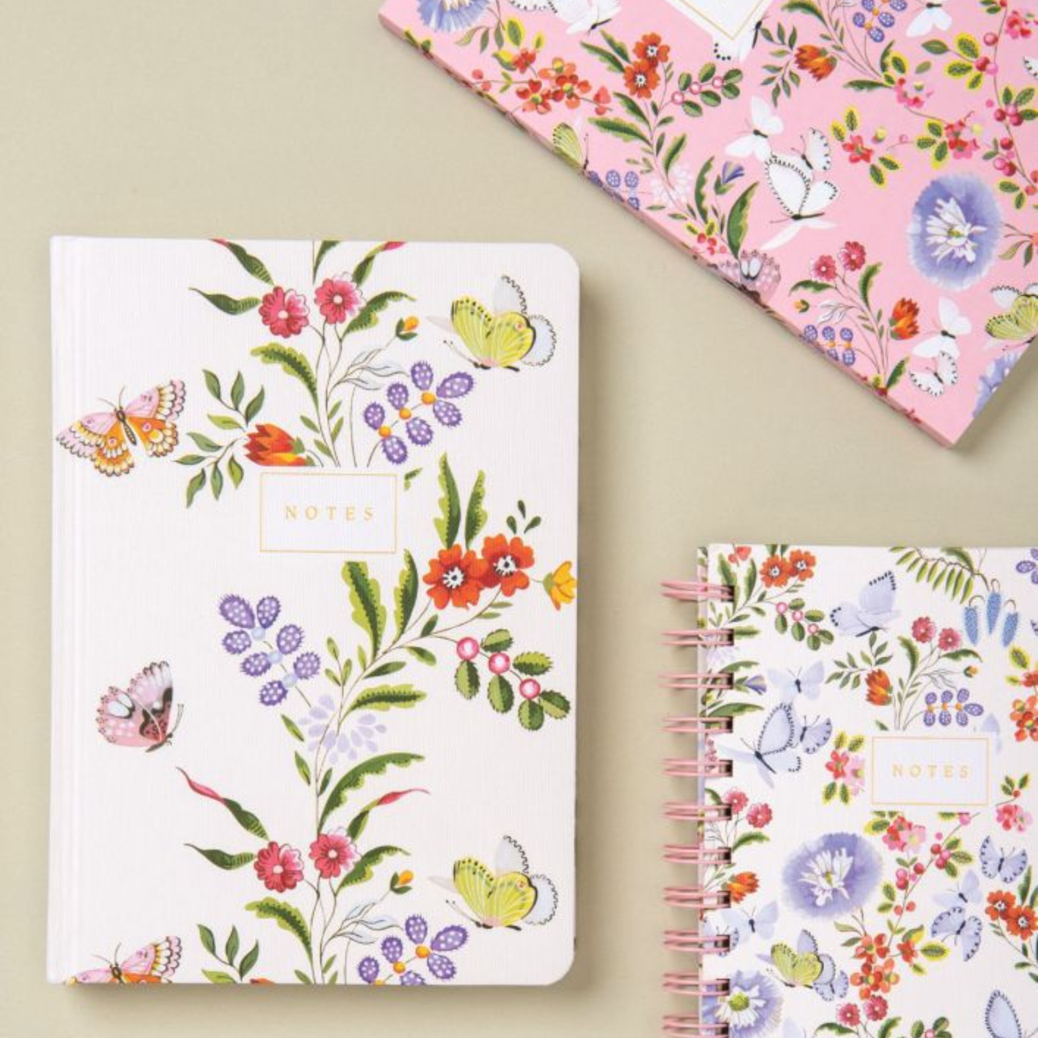 A5 Textured Soft Cover Notebook Pink Butterfly