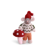 Felt Christmas Boy Mouse with Mushroom Decoration Small