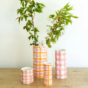 Orange & Pink Gingham Small Vase