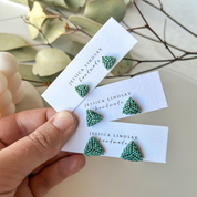 Beaded Triangle Stud Earrings Small Picasso Green