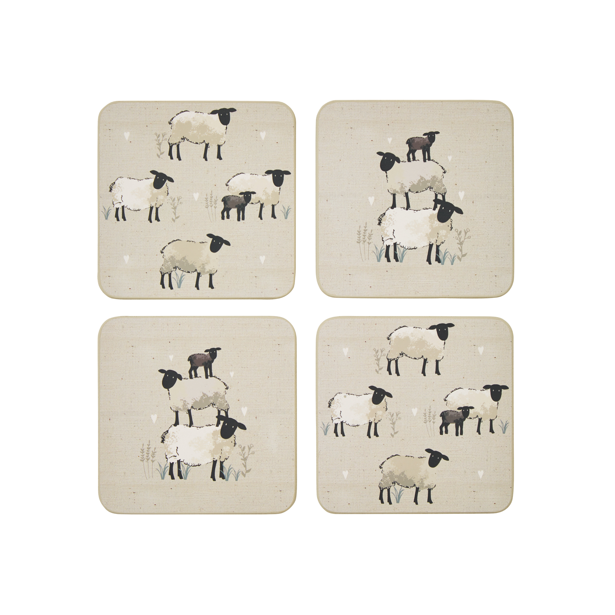 Set Of 4 Coasters Highland Sheep