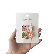 Set of 4 Mini Flower Polka Dot Hair Claw Clips