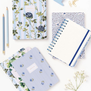 Medium Notebook Set Blue Stripe Floral