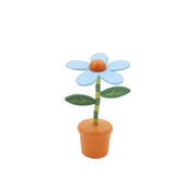 Wooden Dancing Push Puppet Flower Blue & Orange