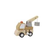 Wooden Wind Up Construction Vehicle Crane Truck Brown