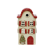 Alsace Tea Light Villa Christmas Stone with Red Shutters