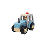 Rubber Wheeled Wooden Tractor Blue