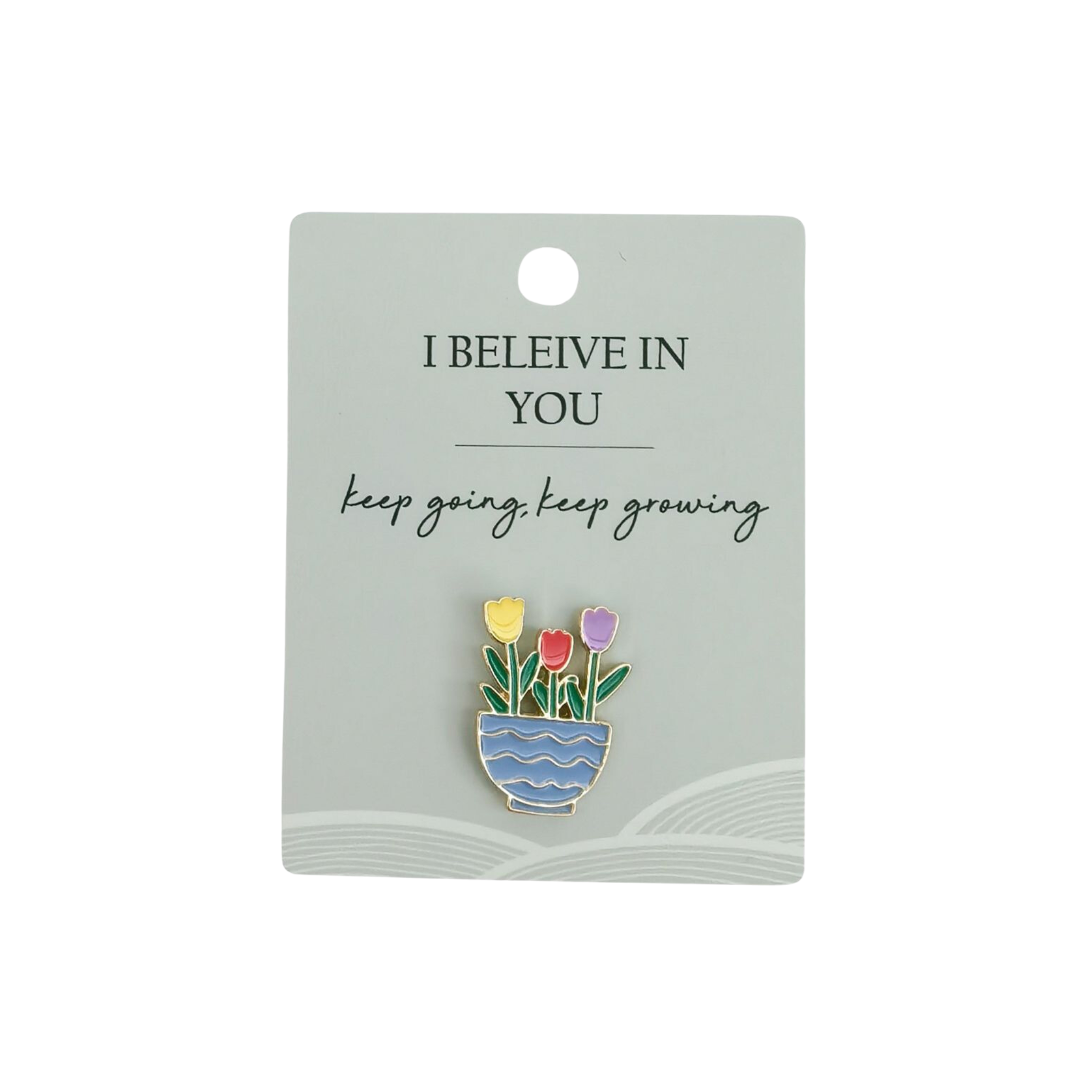 Flower Pot Memento Pin Blue