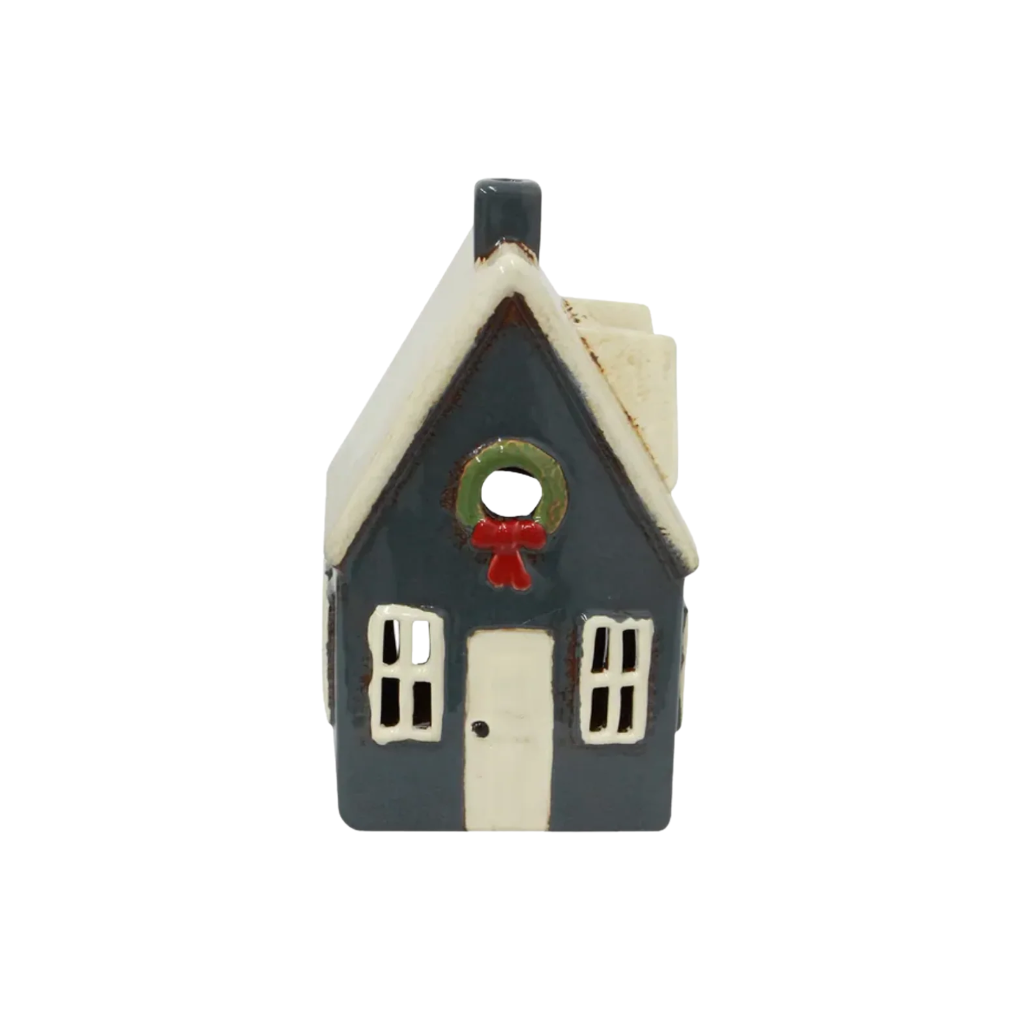 Alsace Tea Light Cottage Navy with Wreath